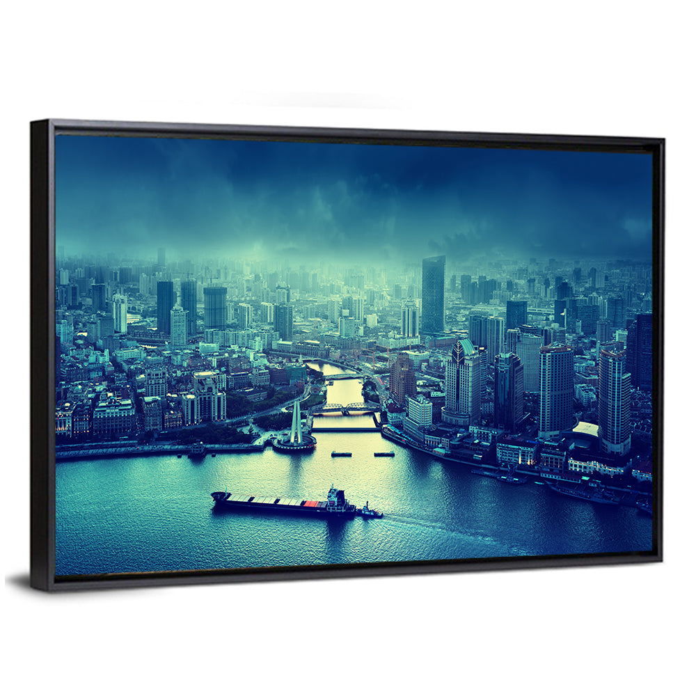 Shanghai Skyline at Sunset Wall Art