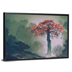 Red Autumn Tree Artwork Wall Art