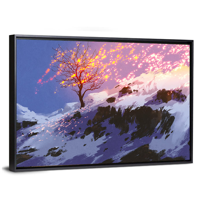 Bare Tree in Winter Wall Art as a framed canvas