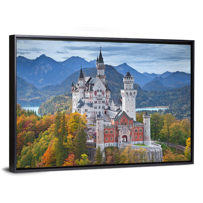 Neuschwanstein Castle in Autumn Wall Art as a framed canvas
