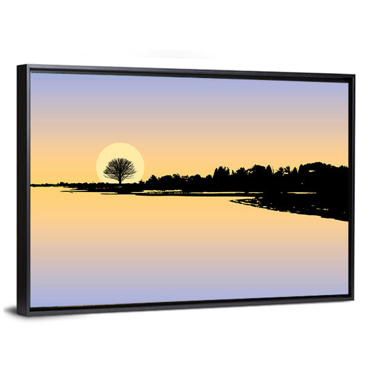 Lone Tree Sunset Over Lake Wall Art