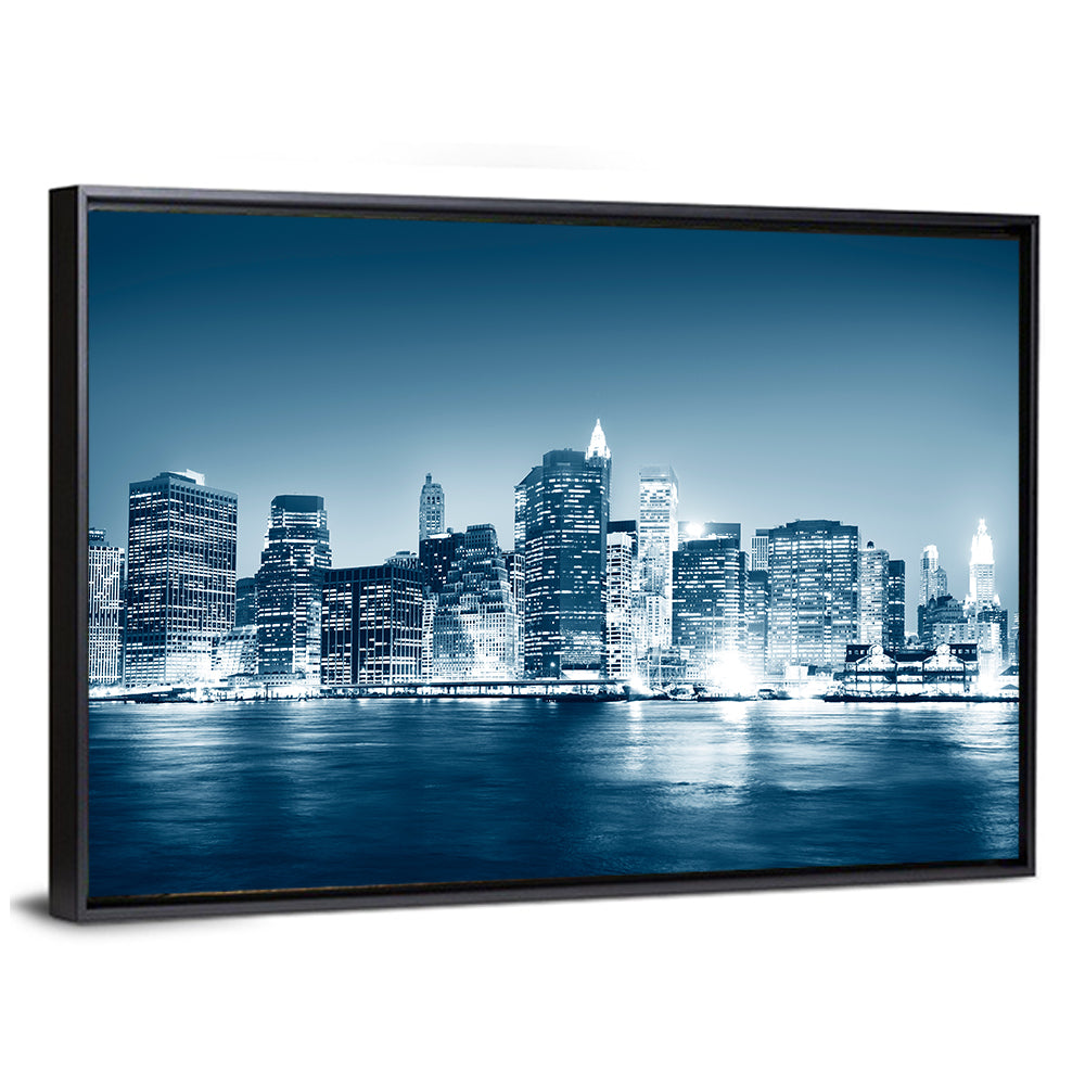 New York Night Skyline Reflection Wall Art