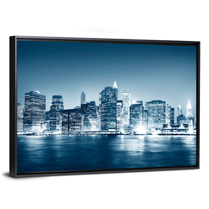 New York Night Skyline Reflection Wall Art