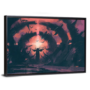 An Old Wizard Casting A Spell Artwork Wall Art