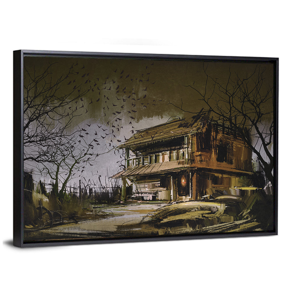 Halloween House at Dusk Wall Art