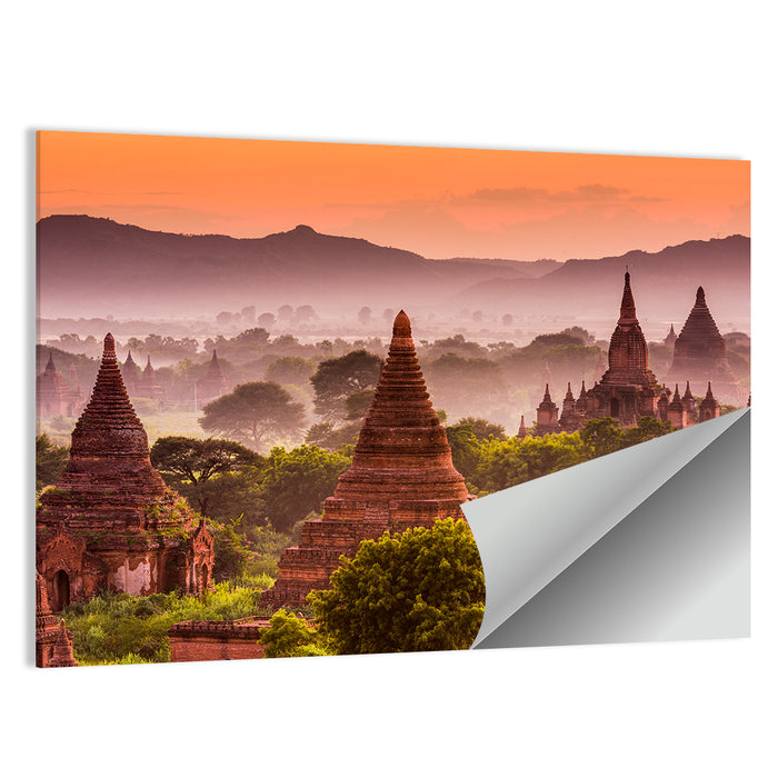 Bagan Ancient Temples at Golden Hour Wall Art as a poster print