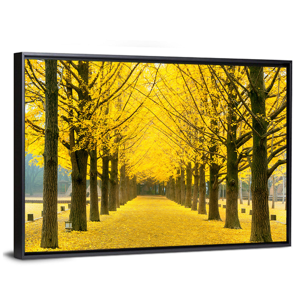 Yellow Ginkgo Tree In Nami Island Wall Art