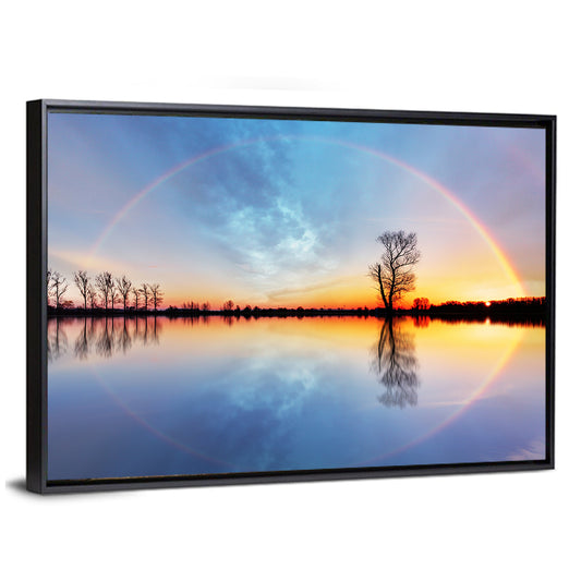 Rainbow Sunrise Over Lake Wall Art