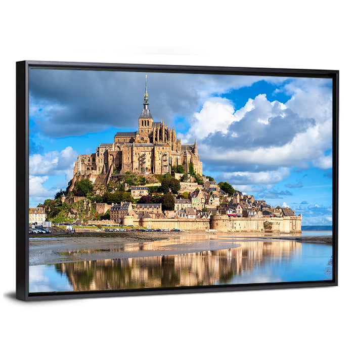 Mont Saint-michel Reflection Wall Art as a framed canvas