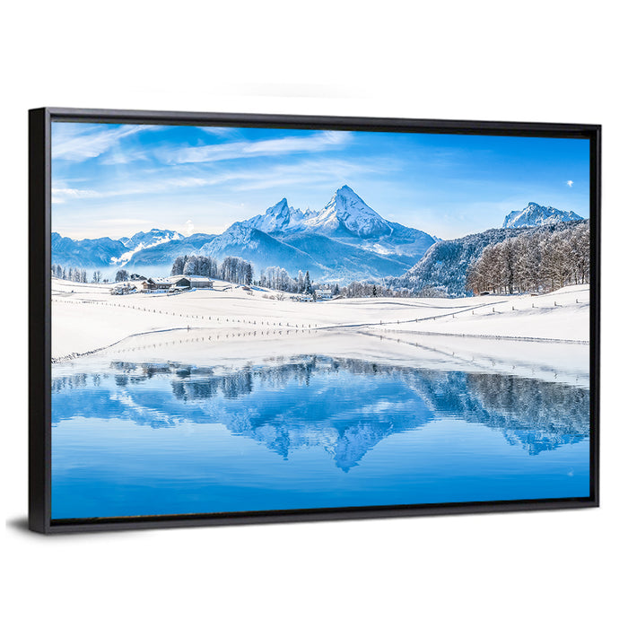 Watzmann Winter Reflection Wall Art as a framed canvas