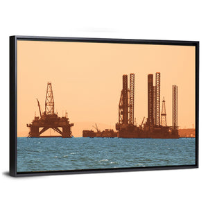 Oil Rig During Sunset In Baku Wall Art