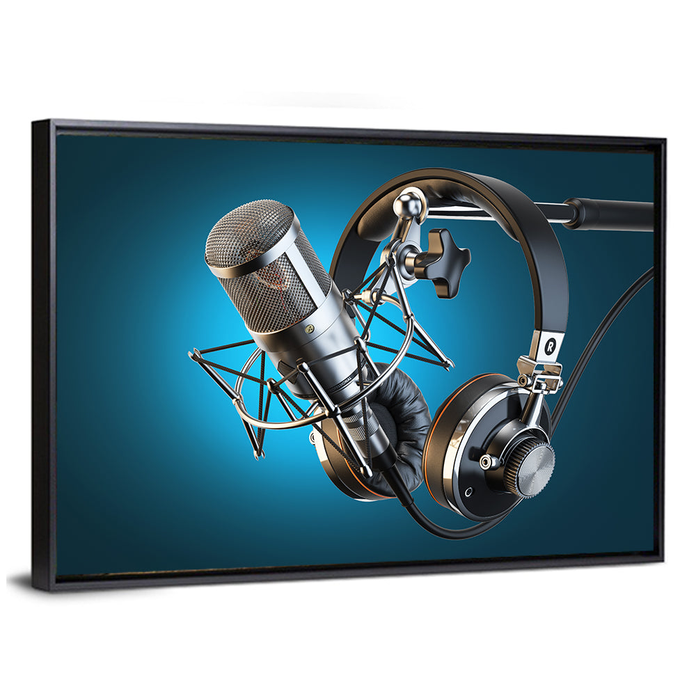 Condenser Microphone and Headphones Wall Art