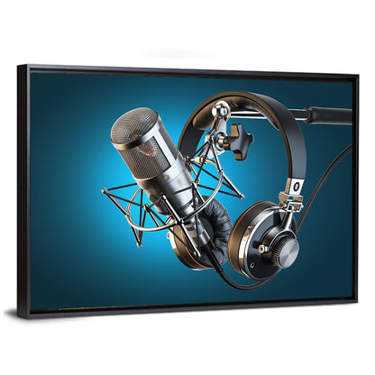Condenser Microphone and Headphones Wall Art
