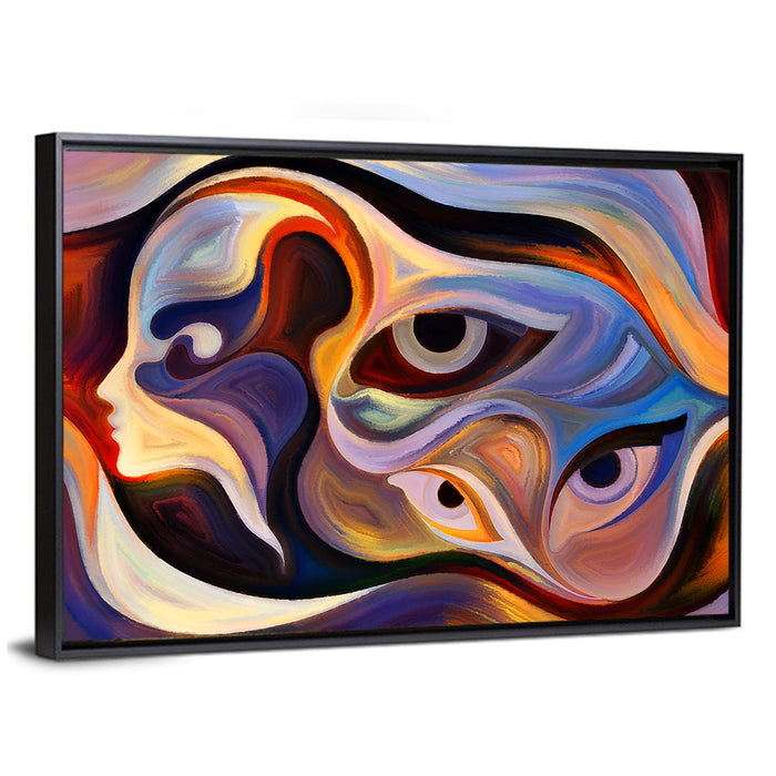 Surreal Profile with Multiple Eyes Wall Art as a framed canvas