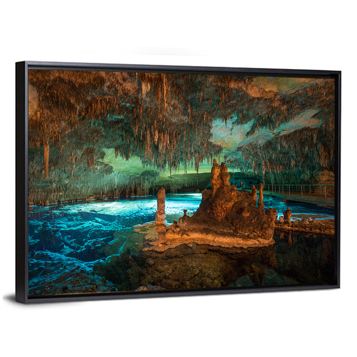 Dragon Caves Blue Lake, Majorca Wall Art as a framed canvas