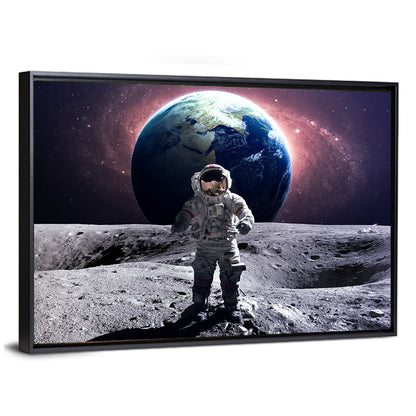 Astronaut At Spacewalk On Moon Wall Art