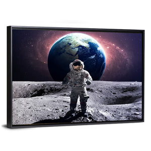 Astronaut At Spacewalk On Moon Wall Art