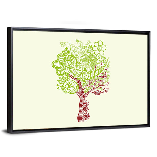Surreal Tree with Sun Face Wall Art