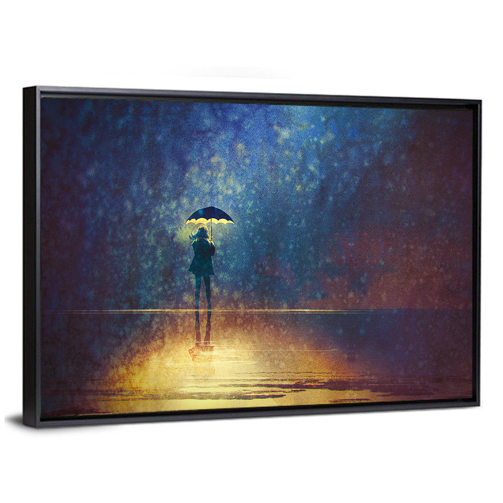 Woman Under Glowing Umbrella Wall Art