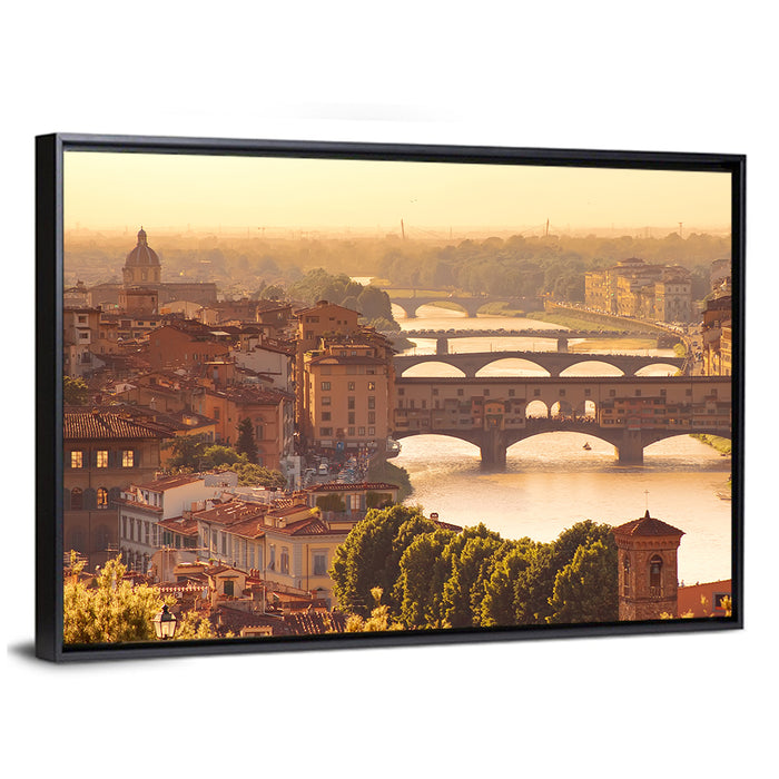 Ponte Vecchio at Golden Hour Wall Art as a framed canvas
