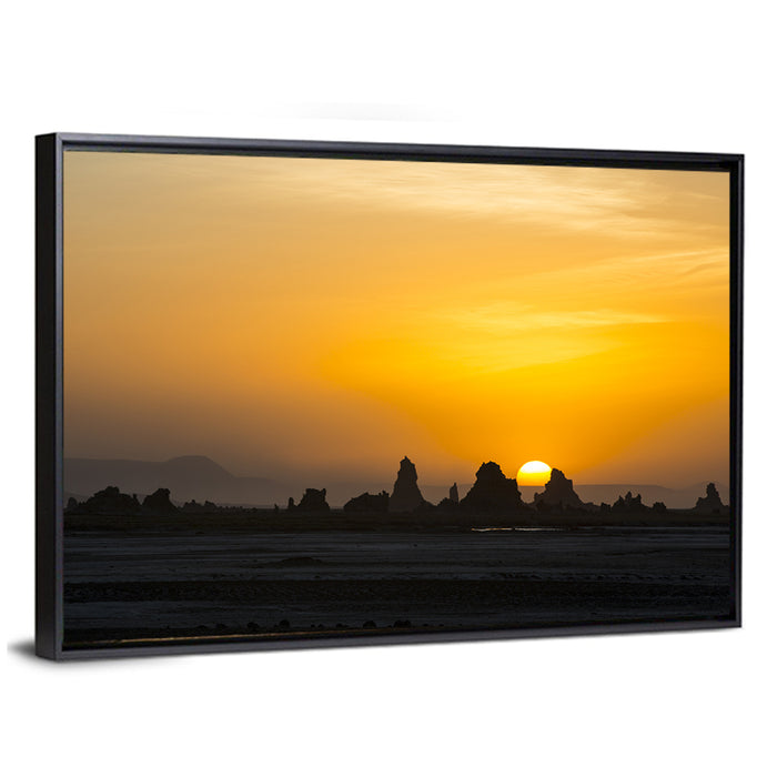 Sunset Over Lac Abbe Wall Art as a framed canvas