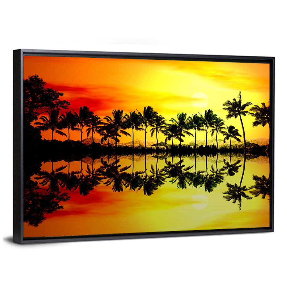 Tropical Palm Beach Sunset Wall Art