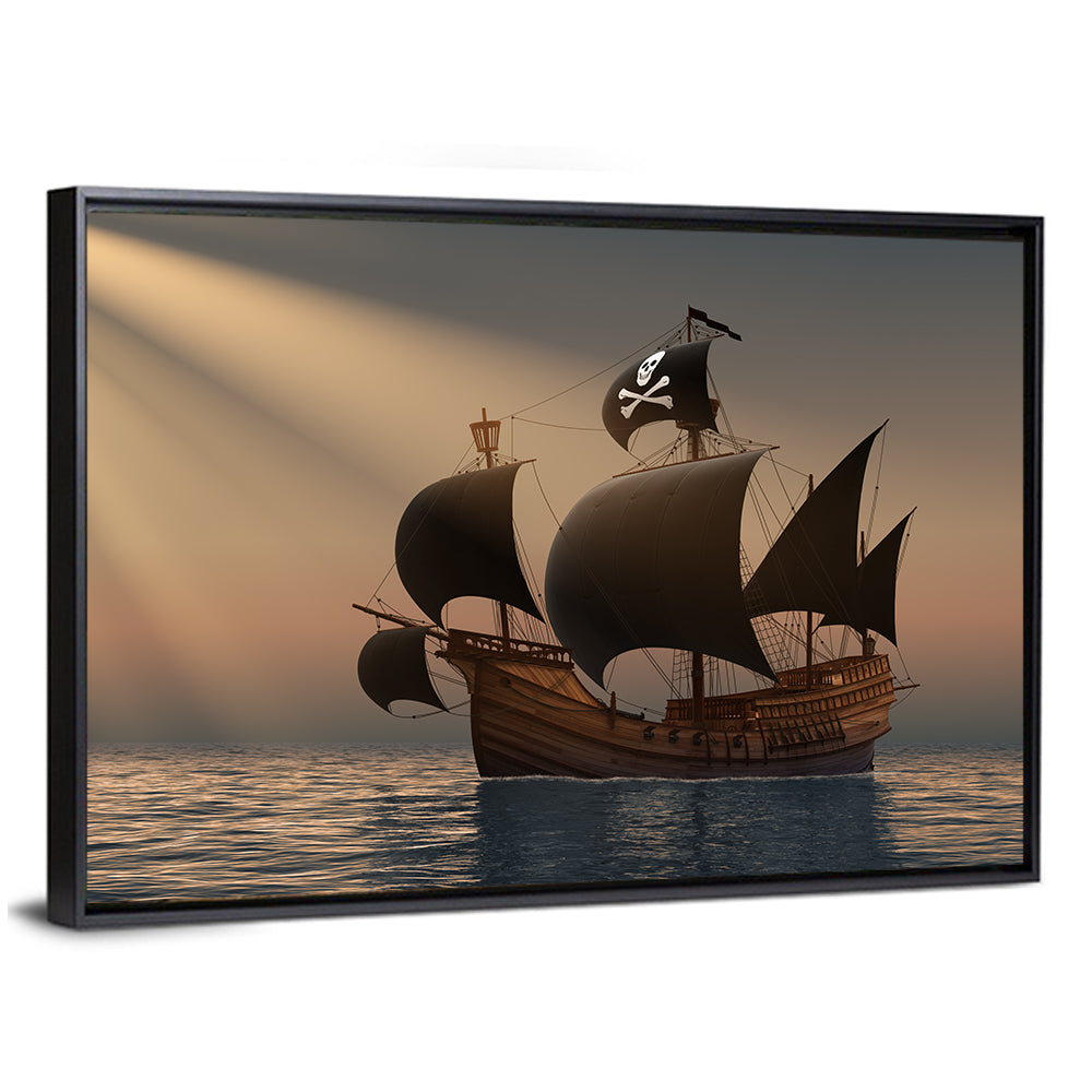 Pirate Ship at Sunset Wall Art