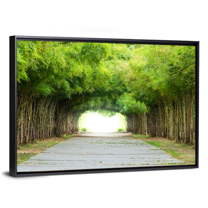 Kyoto Bamboo Canopy Walkway Wall Art as a framed canvas