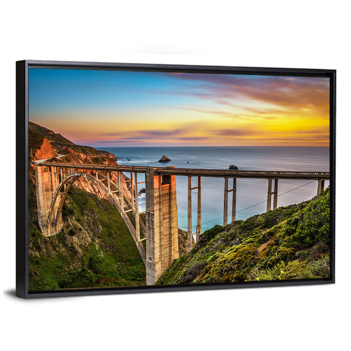 Bixby Creek Bridge at Sunset Wall Art as a framed canvas