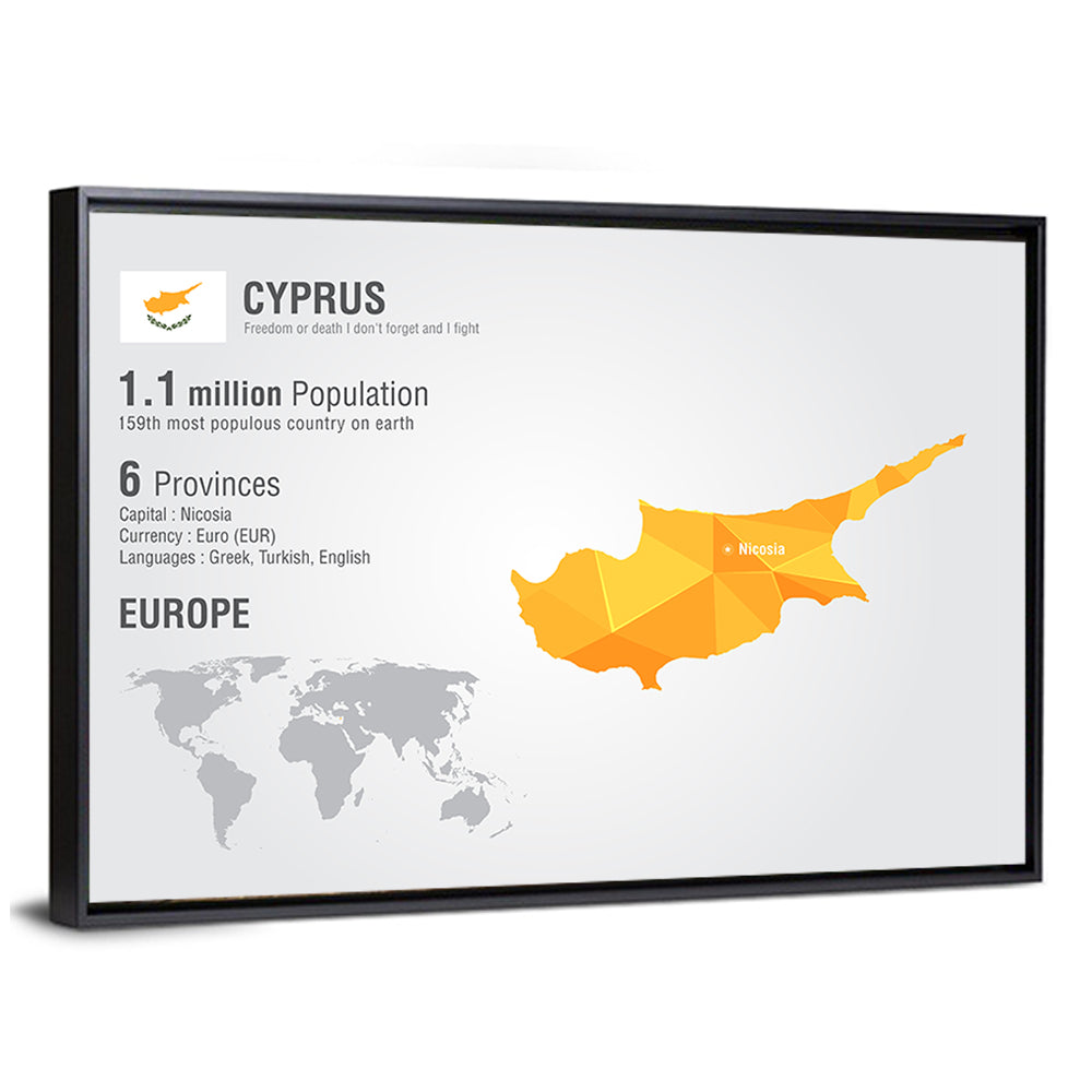 Cyprus Low-poly Map Wall Art