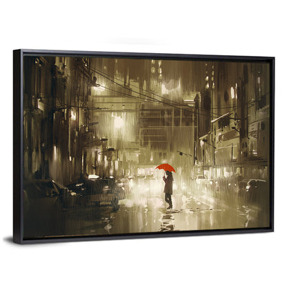 Woman In Rainy Night Wall Art