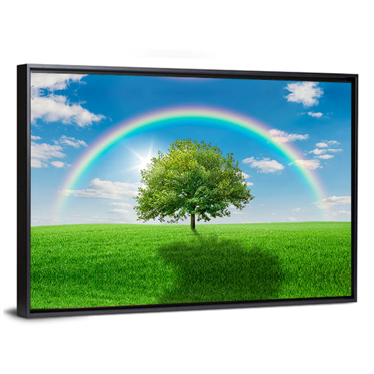 Oak Tree on Green Meadow Wall Art