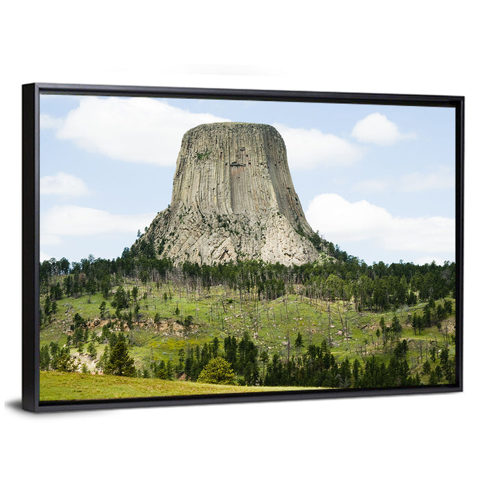 Devils Tower Columnar Monolith Wall Art as a framed canvas