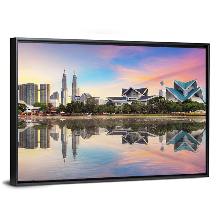 Kuala Lumpur Skyline at Titiwangsa Park Wall Art as a framed canvas