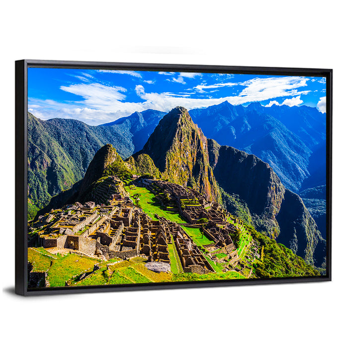 Machu Picchu Heritage Wall Art as a framed canvas