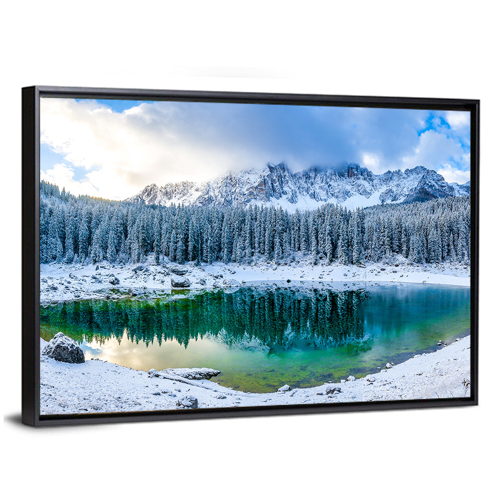 Snowy Mountain Lake Reflection Wall Art