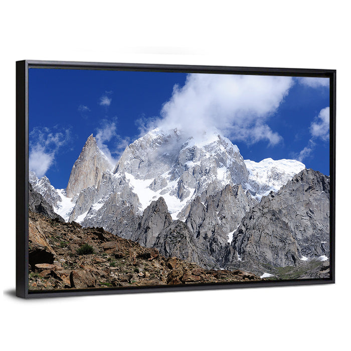 Snow-capped Hunza Peak Wall Art as a framed canvas