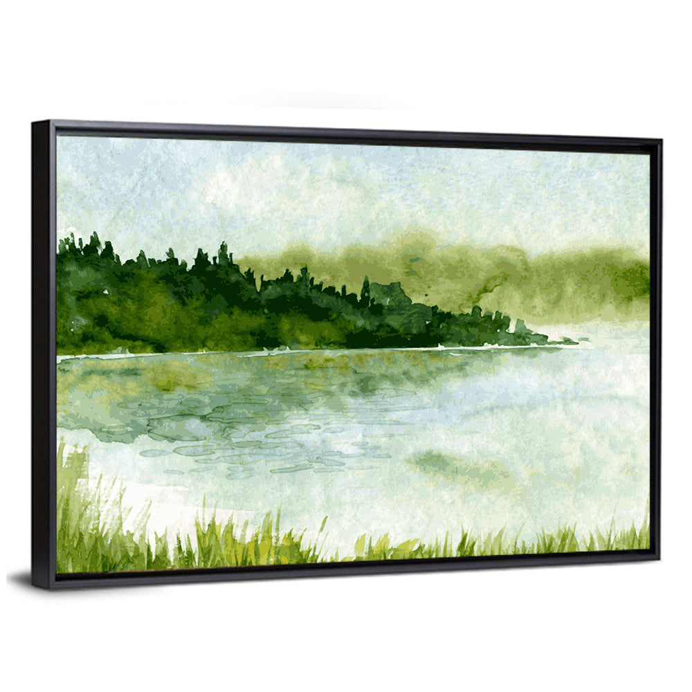 Misty Spruce Lake Landscape Wall Art