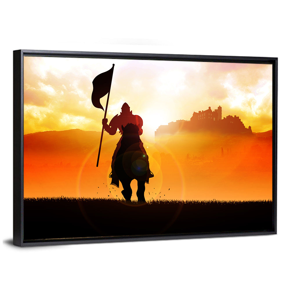 Knight Silhouette at Sunset Wall Art