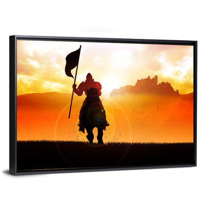 Knight Silhouette at Sunset Wall Art