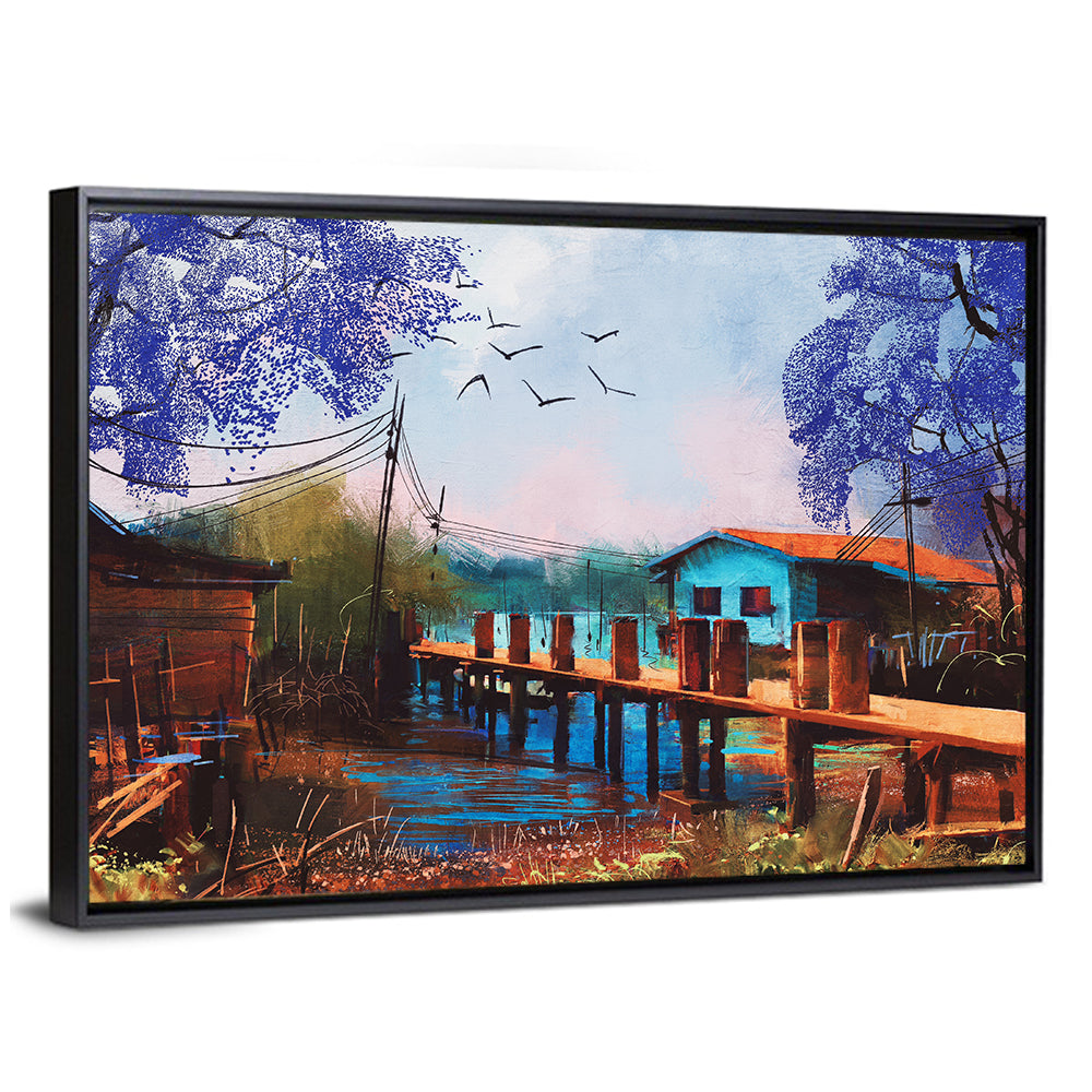 Rustic Fishing Village Pier Wall Art