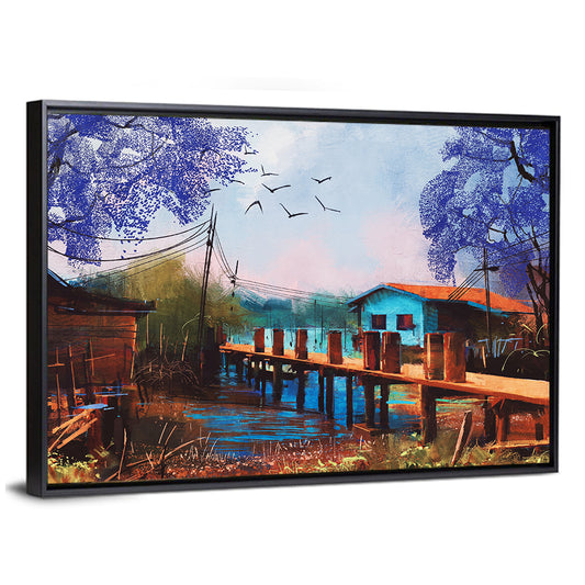 Rustic Fishing Village Pier Wall Art