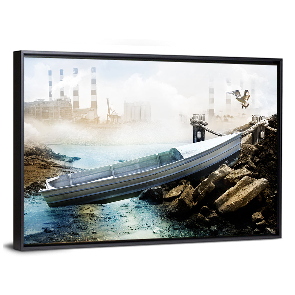 Boat On Dry Lake Bed Wall Art