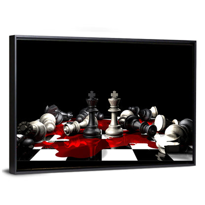 Two Kings on Black Chessboard Wall Art