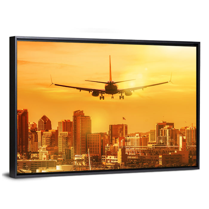 San Diego Sunset Skyline Wall Art as a framed canvas