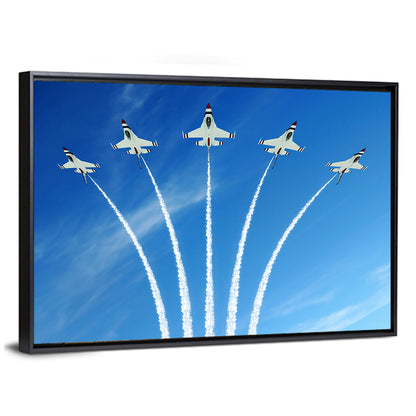 Five Fighter Jets Aerobatic Formation Wall Art
