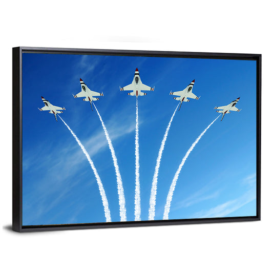 Five Fighter Jets Aerobatic Formation Wall Art