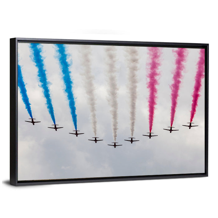 Nine-plane London Airshow Wall Art as a framed canvas
