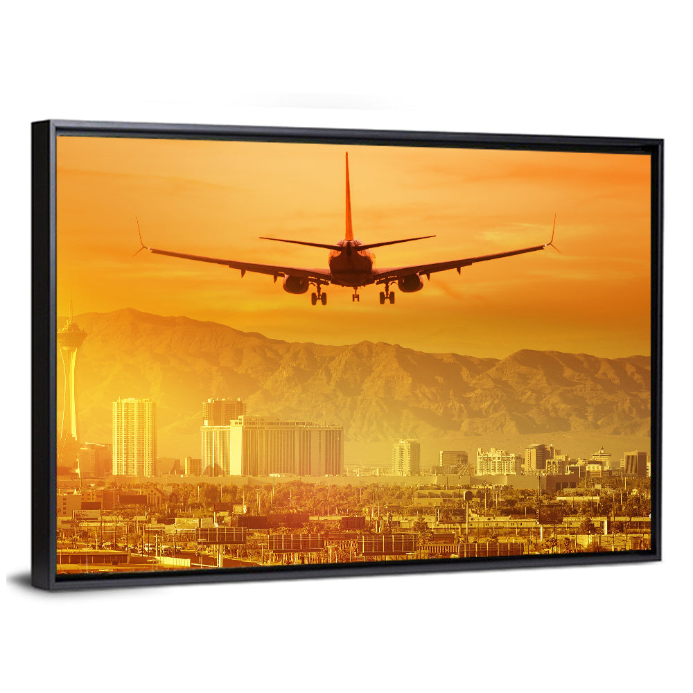 Las Vegas Sunset Plane Landing Wall Art