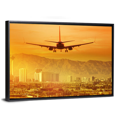 Las Vegas Sunset Plane Landing Wall Art
